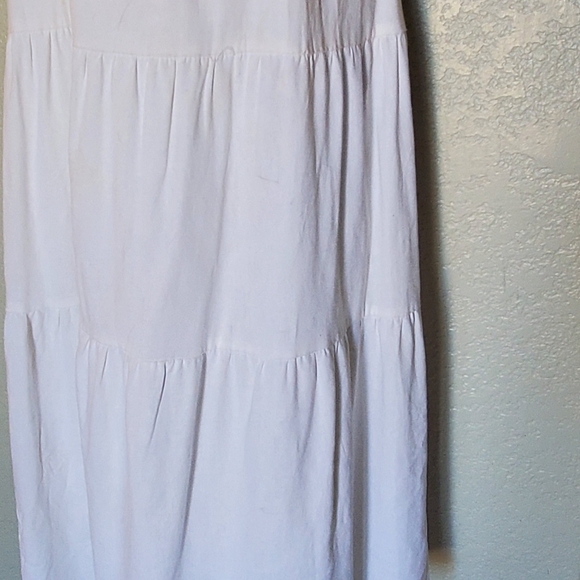 Hunter & Brown White Linen Blend Sleeveless Tiered Midi Summer  Dress Size Small - Picture 4 of 8